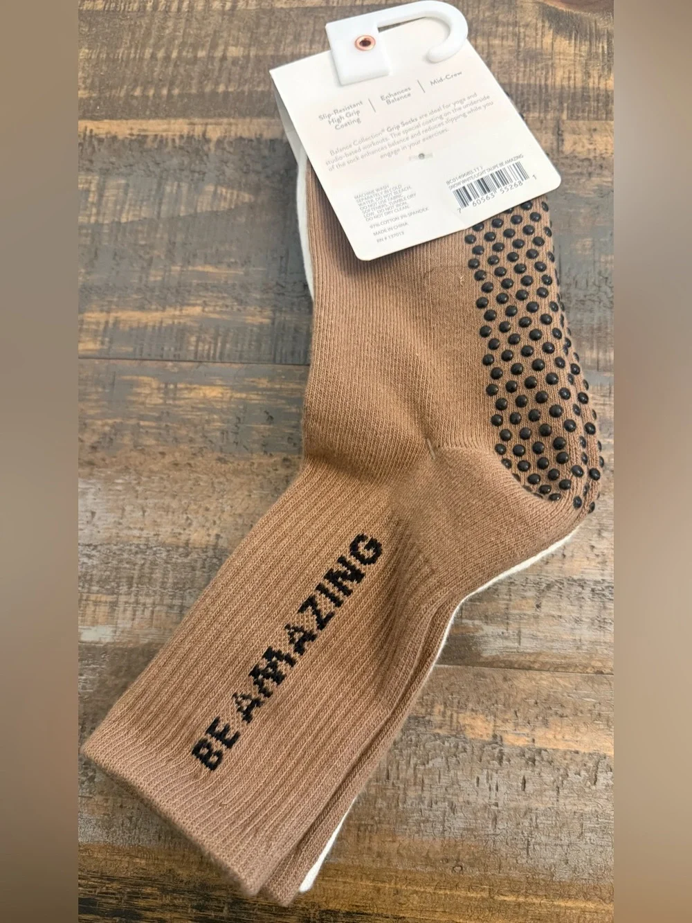 Balance Collection “Be Amazing” Women’s Non-Slip Crew Socks